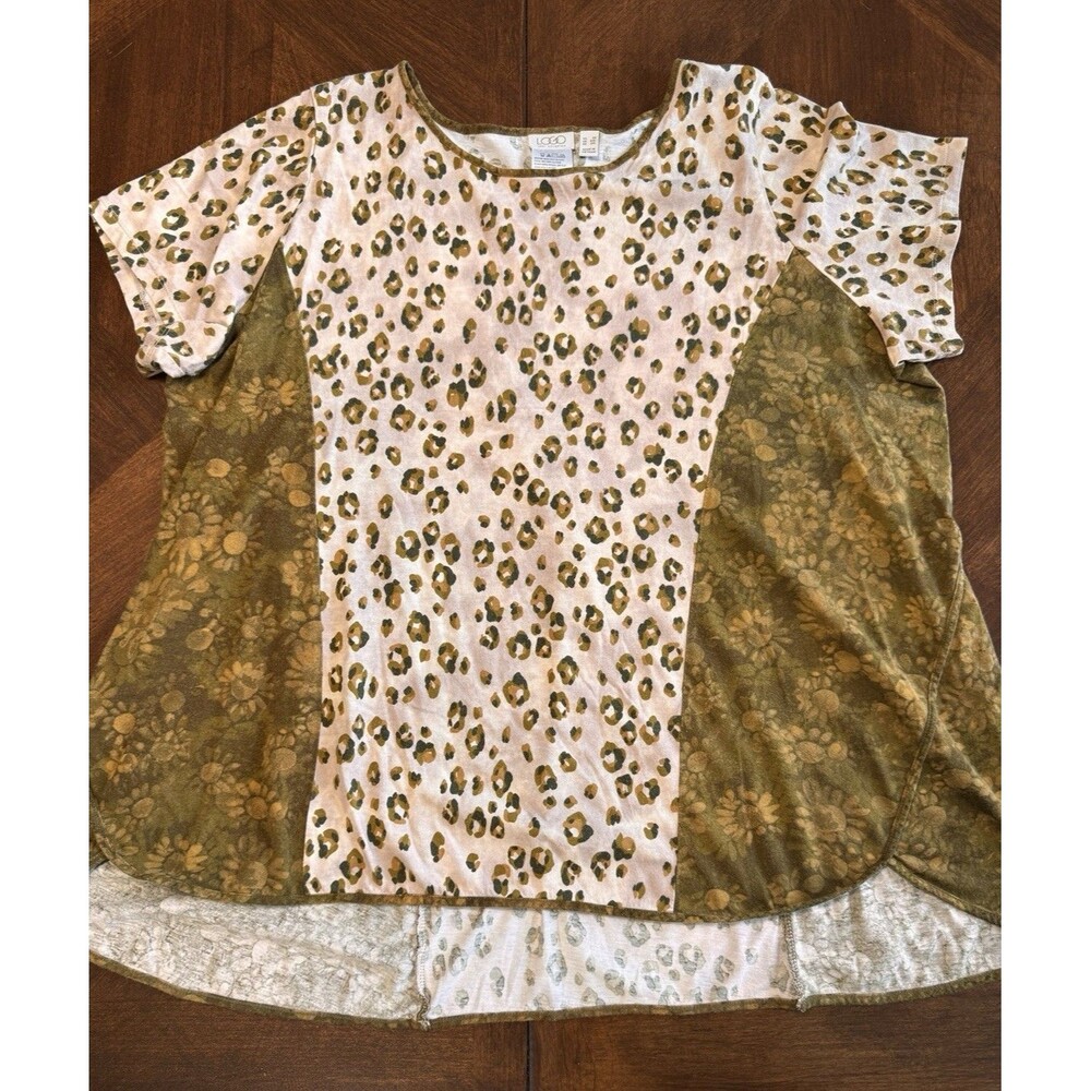 LOGO by Lori Goldstein Gold and Pink Leopard  Swing Top Size 3X